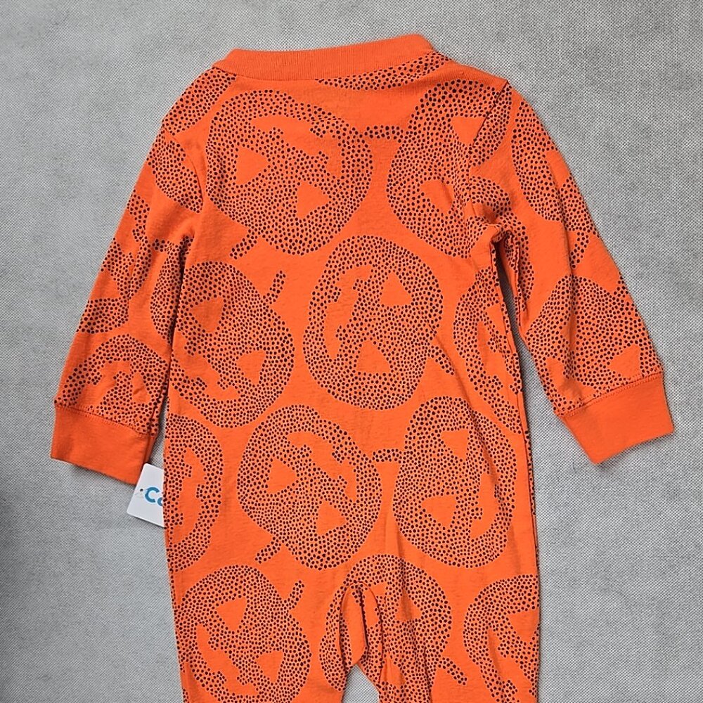 Carters Baby 6 mo Halloween Orange Long‎ Sleeve 1 piece Sleeper Pumpkin NEW - Picture 5 of 5